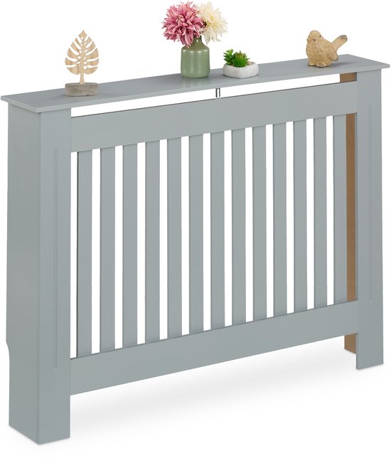 Radiatorombouw landelijk - 83x112x19 cm - met plank - grijs