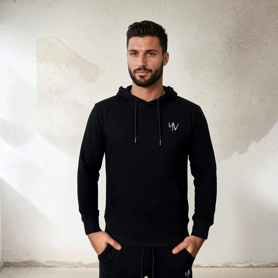 YV SPORT - Sweat à capuche YV MOTION pour elle et lui - Qualité Premium - Confortable et élégant - Tissu éponge français - Coupe Perfect - Capuche avec cordon de serrage - Poche kangourou - Sweat à capuche Activewear - Zwart - XL