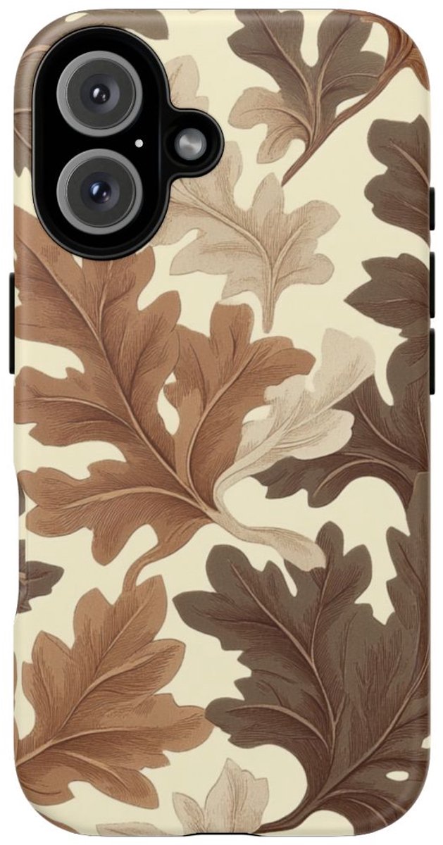 Eikenbladerenpatroon in Neutrale Kleuren – Telefoonhoesje Geschikt voor iPhone 16