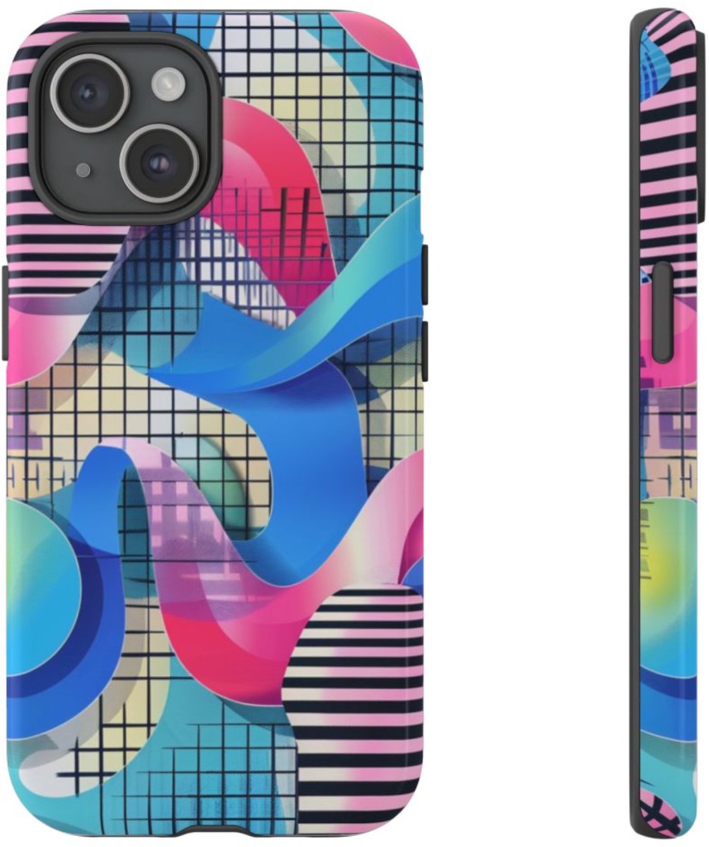 Kleurrijk Abstract Geometrisch Patroon – Telefoonhoesje Geschikt voor iPhone 15