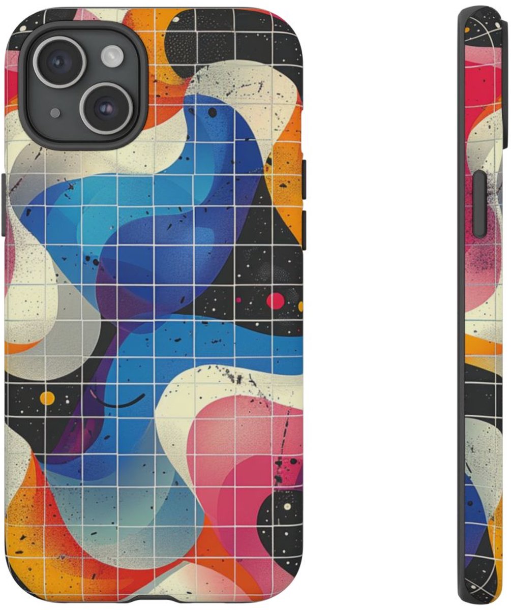 Kleurrijk Abstract Golvend Patroon – Telefoonhoesje Geschikt voor iPhone 15 Plus
