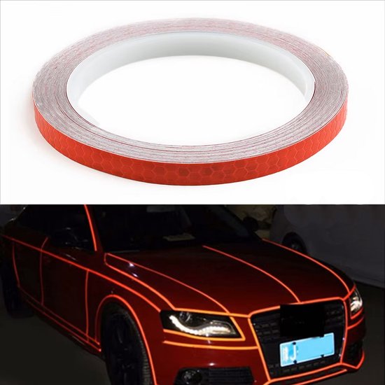 Scoby - Reflecterende tape - Veiligheidsstickers - Reflector Tape - Auto & Fiets - 5 meter - Rood van Merkloos — afbeelding 2