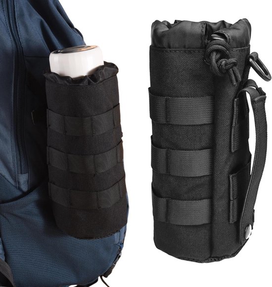 Tactische Waterfleshouder – 1000D Nylon Molle Systeem, Met Trekkoord, Ademende Mesh, Voor 0,5L Fles