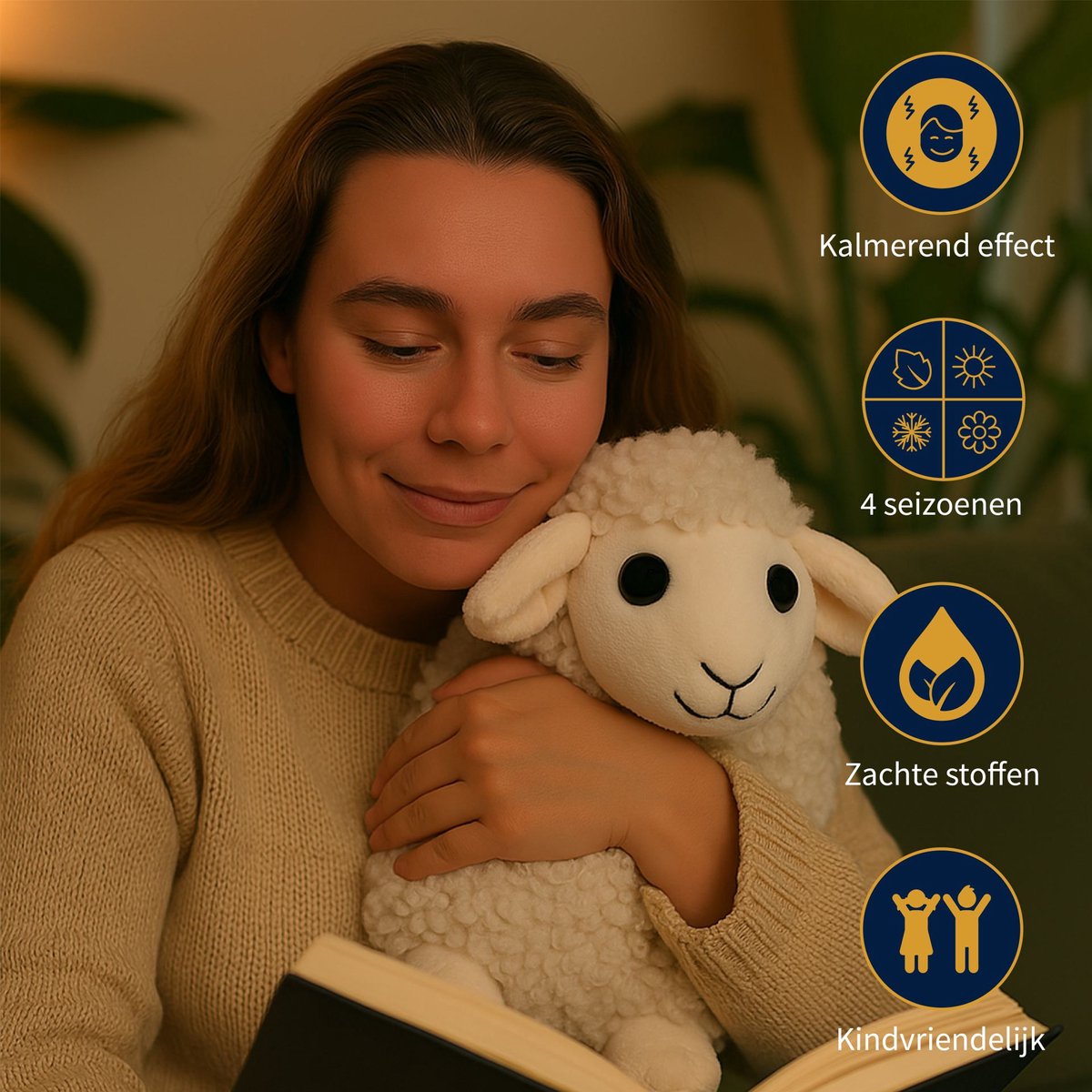 Latona Blanket Verzwaringsknuffel schaap - Verzwaarde knuffel van 1kg - 22 x 32cm — afbeelding 5
