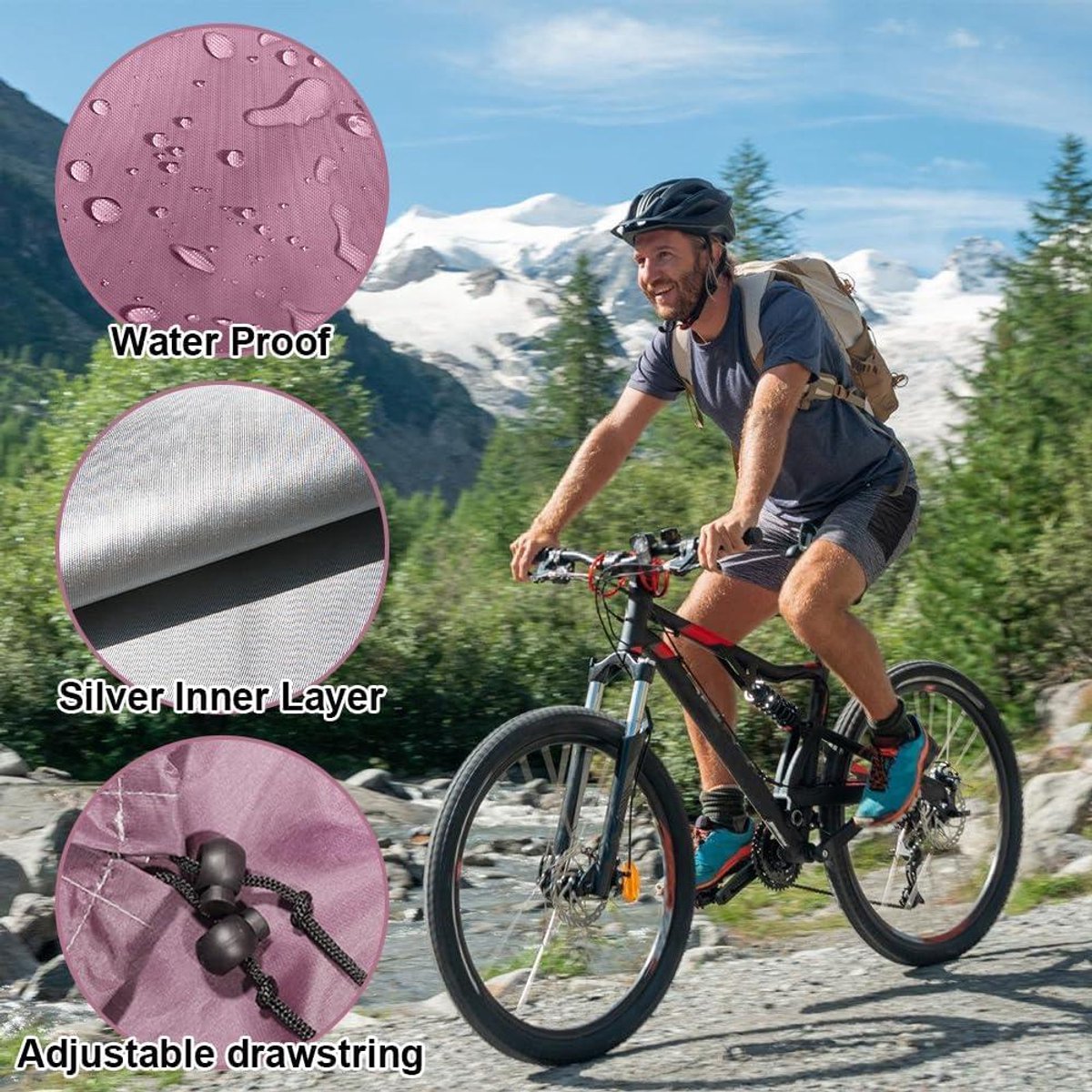 Allecto Plus - Waterdichte fietsstoelhoes 28 x 24cm voor regenbescherming zadelbedekking - Roze