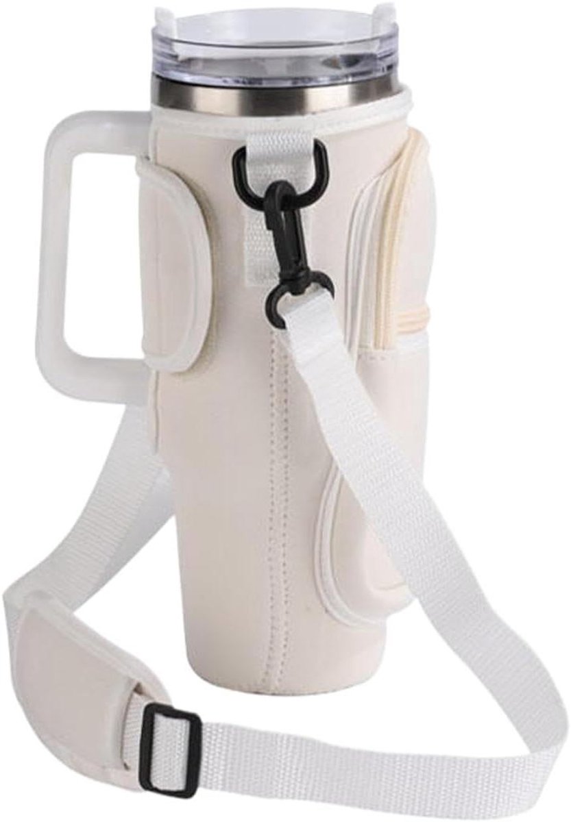 Allecto Plus - Flessenhouder met schouderriem en telefoonvak voor waterfles - Modieus design - Geschikt voor Stanley glazen - 100 ml - Muntgroen