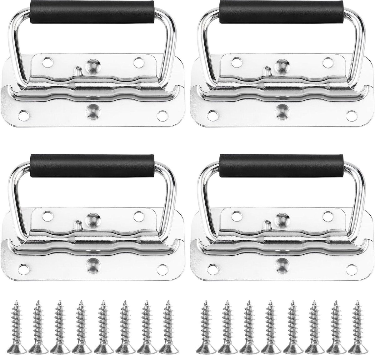 Allecto Plus - 4 stuks klappgriff voor Toolboxen en Deuren - Edelstahl Hardware - Gefedert kistengriff - luidsprekerboxen - Werkzeug Boxen