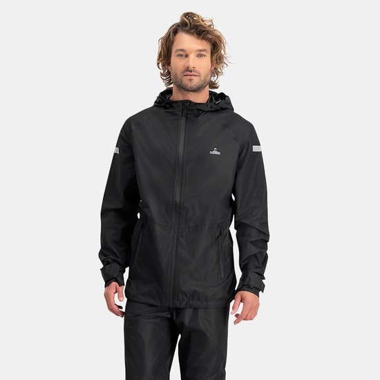 NOMAD® Premium Regenjas Heren | XL | Zwart | Zeer Waterdicht 15.000 Waterkolom | Getapete Naden | Zeer Ademend 10.000 g/m² | Jas met Capuchon