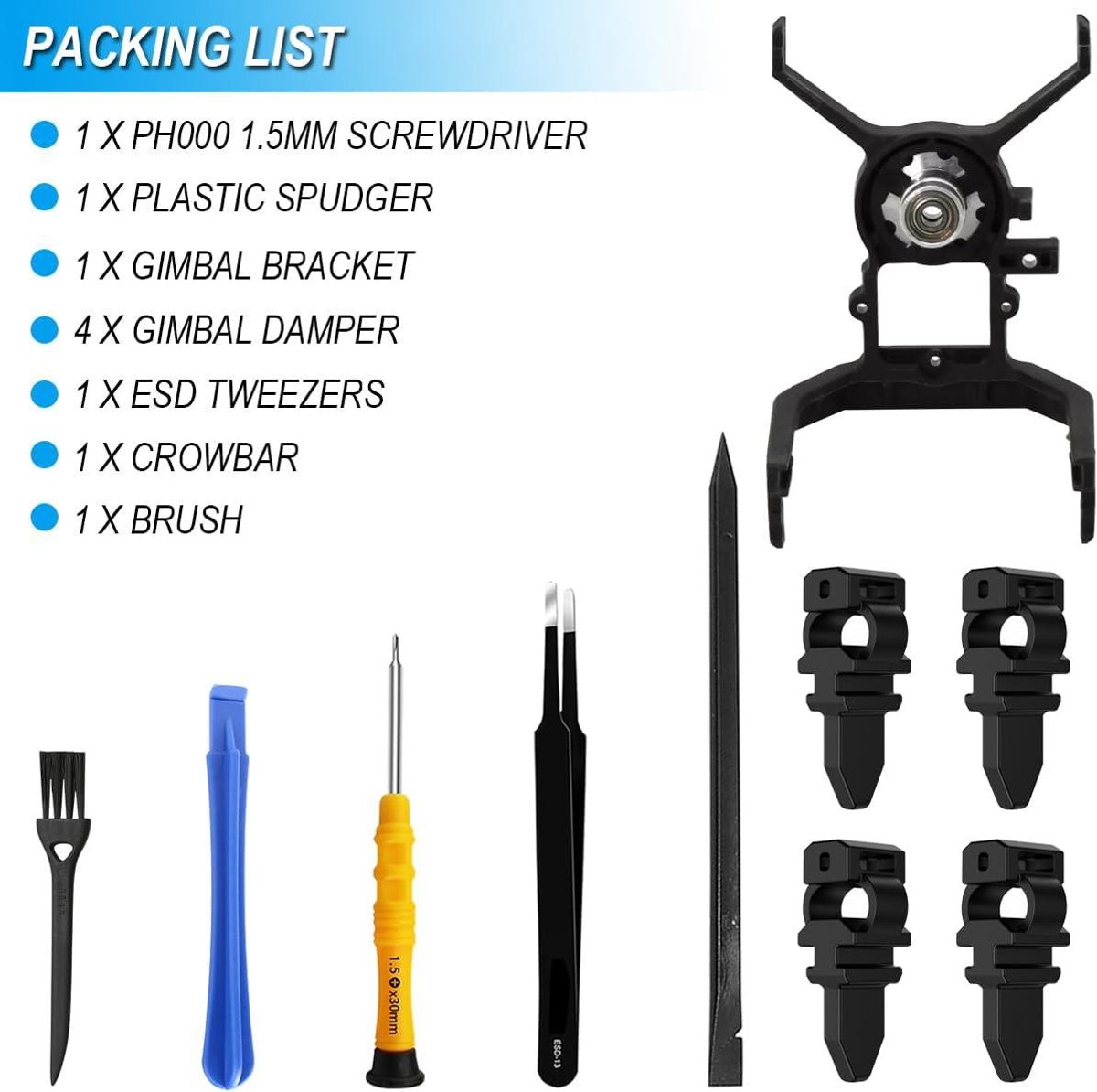 Allecto Plus - Vervangende Camera Schokdemper Beugel met 4 Stuks Schokdemper Dempers voor DJI Mini Drones - Accessoires voor Stabiele Camera Opname - Inclusief Reparatie Gereedschap. – foto 3