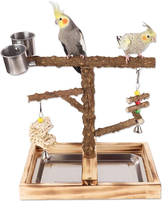 Tfwadmx Vogelbaars Natuurlijk Hout Stand Speelgoed Papegaai Speelstand Platform Vogelkooi Tak Baars Accessoires Voor Parkieten Kanaries Valkparkieten Conure Lovebirds