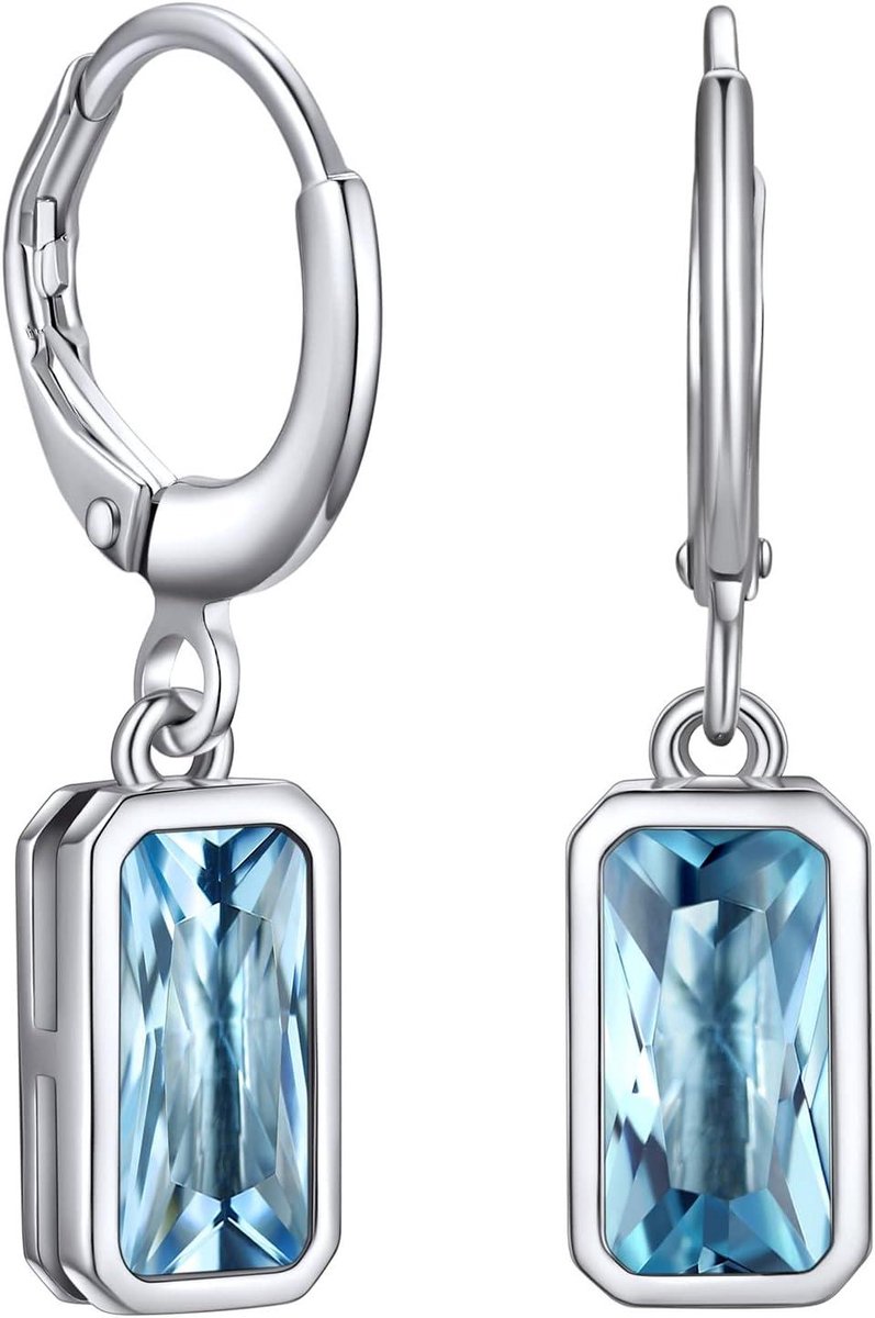SVG commerce Zilveren oorbellen met lente aquamarijn steen - Sieraden voor dames - Maart verjaardagscadeau