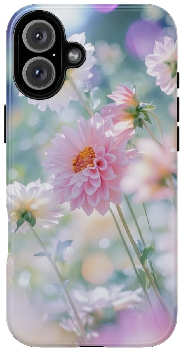 Zachte Pastel Dahlia's Bloemmotief – Telefoonhoesje Geschikt voor iPhone 16 Plus