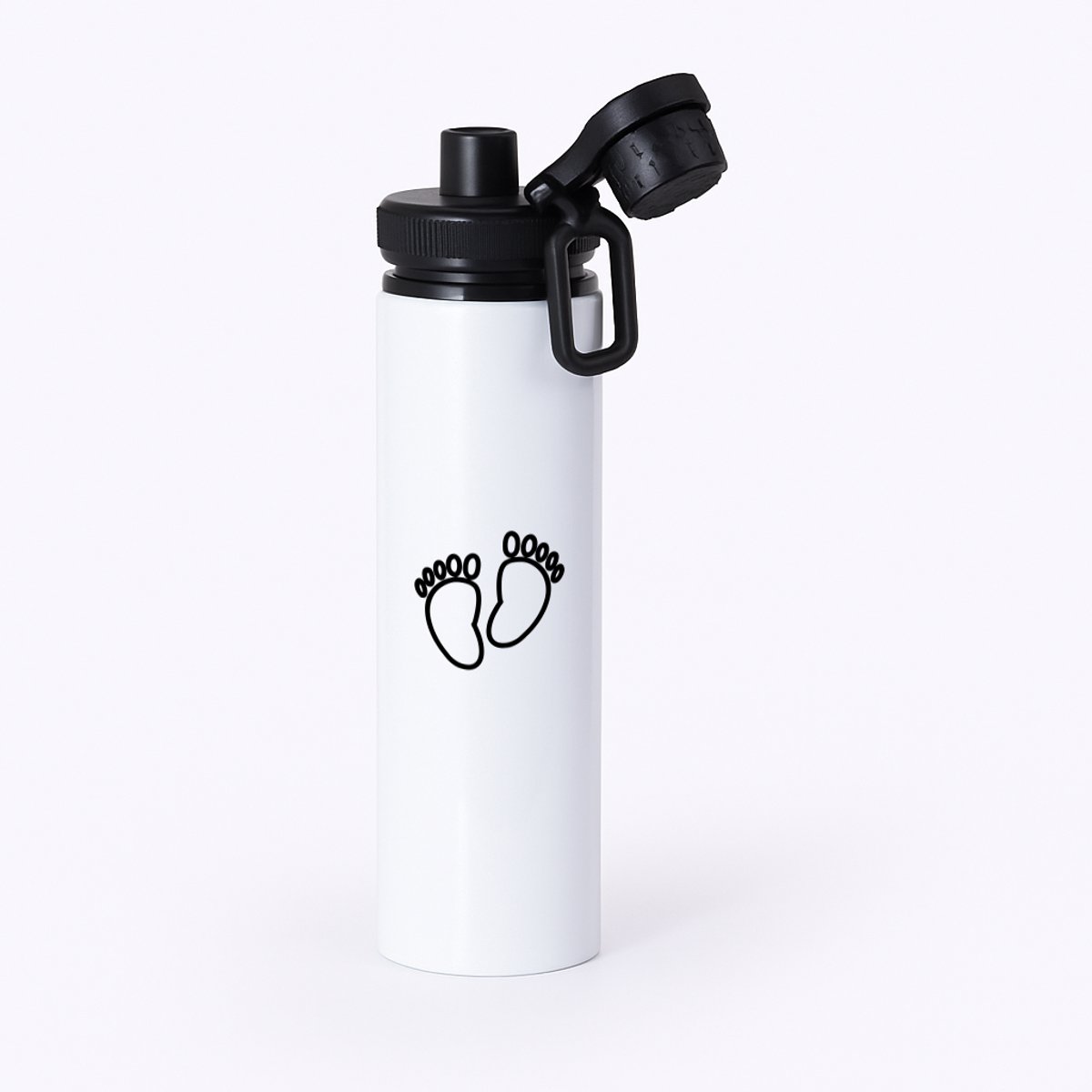 Hacebo® - Babyvoetjes waterfles met draaidop zwart - Baby - Ouders - babyshower - cadeau - water fles - 850ML
