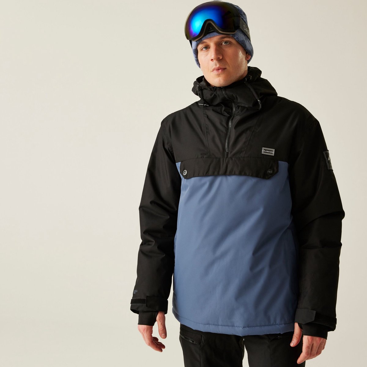 Freeride anorak waterdichte ademende isolerende ski-jas voor heren Zwart