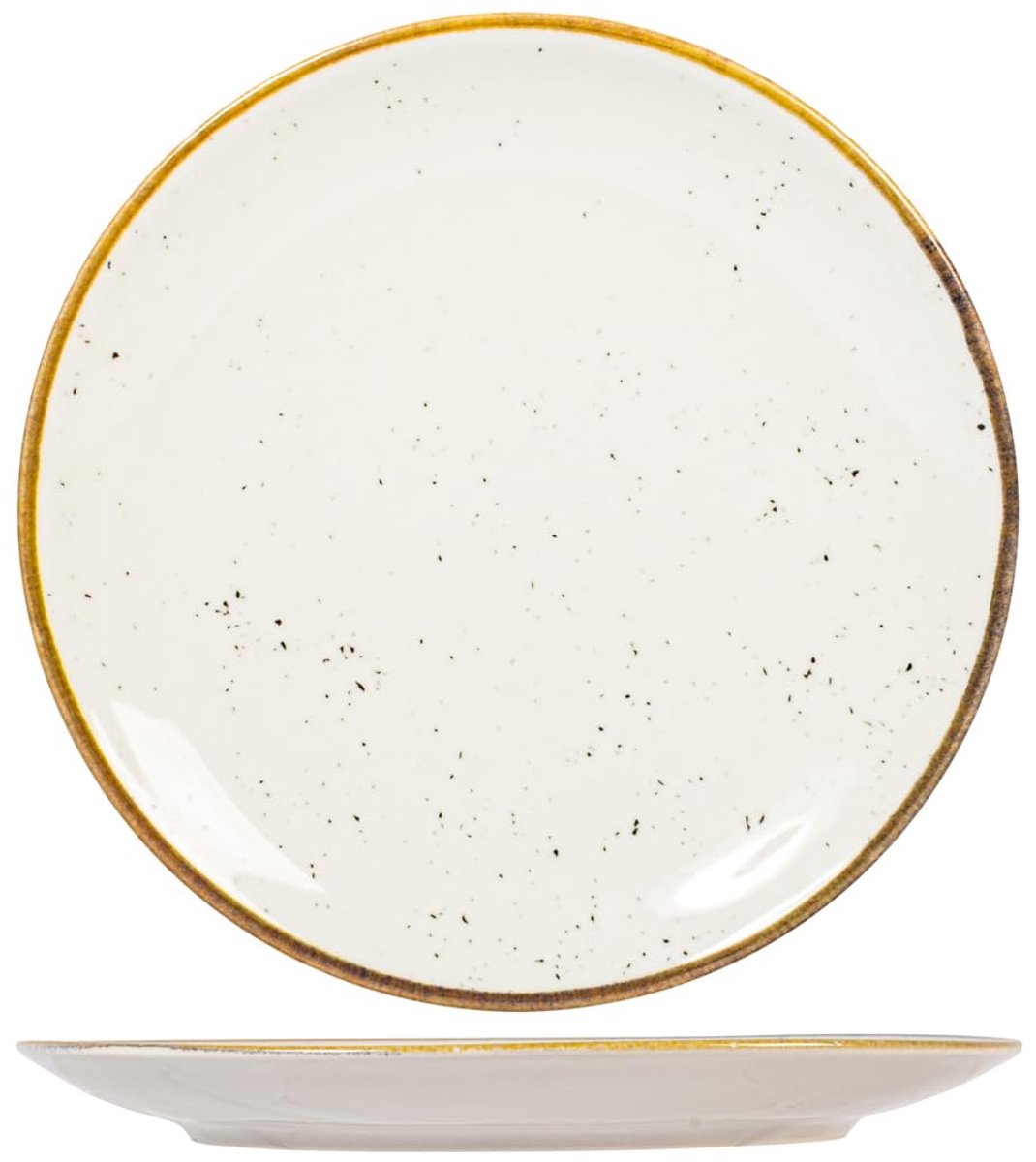 HOME Saturnia Stains Set van 6 dinerborden, gedecoreerd, porselein, beige, 28 cm