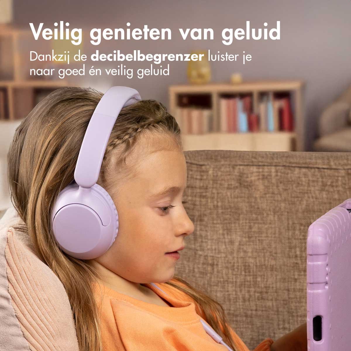 Afbeelding 3 van imoshion Kinder Koptelefoon met Draad - Met Decibelbegrenzer - Over-Ear Hoofdtelefoon - Lavender Lilac