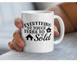 Alles wat ik aanraak wordt verkocht Mok, Makelaar Mok, Huizenverkoper Cadeau, Real Estate Mok, Nieuwe Huis Mok, Huis verkopen Mok