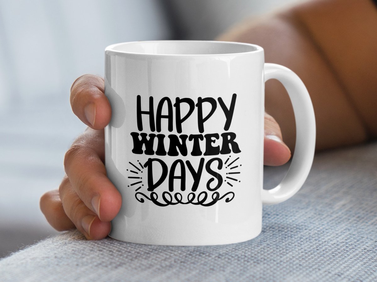 Happy Winter Days Mug, Feestelijke Koffiemok, Seizoensmok, Warme Dranken Mok, Geschenkidee
