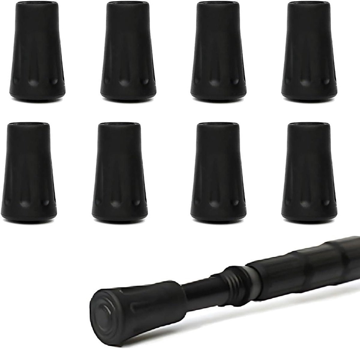 Allecto Plus - Rubberen buffers voor wandelstokken en trekkingstokken - 8 stuks - Reservepunten Nordic stokken - Eindkappen wandelbeschermer van rubber - Trekkingstokken accessoires
