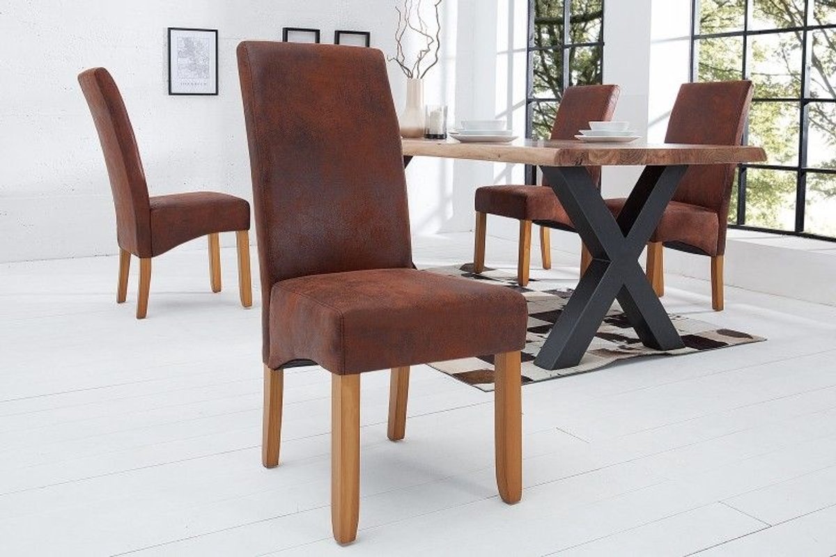 Invicta Interior Edele stoel CASA vintage bruine massief houten poten in koloniale stijl - 21133 Zie omschrijving