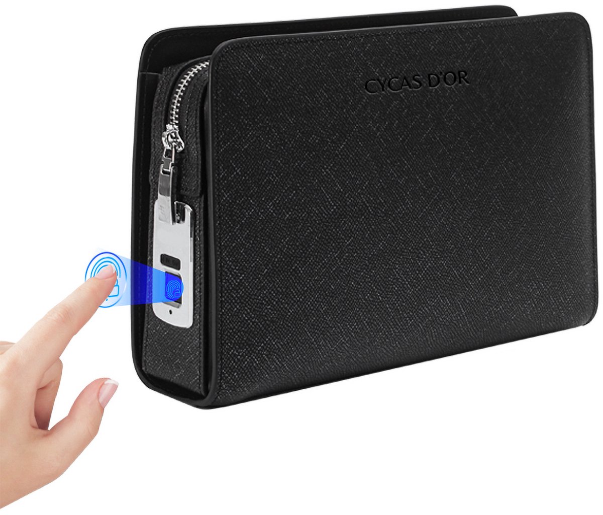 Valcour Leren Handtas met Vingerafdrukslot – Anti-Diefstal Unisex Tas – Zwart – Fingerprint Technologie