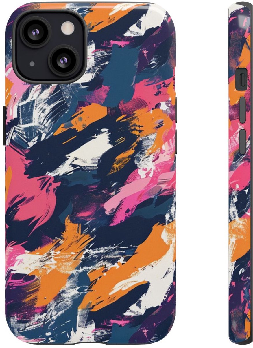 Kleurrijk Abstract Penseelstrepenpatroon – Telefoonhoesje Geschikt voor iPhone 13