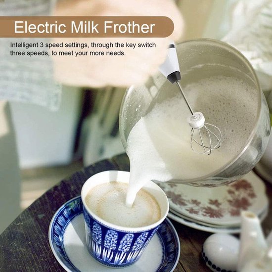 Oplaadbare schuimmaker melkopschuimer - 3 snelheden elektrische koffiemixer - eierklopper mini-blender - huishoudelijk keukengerei voor thuis - café en restaurant - wit van Fonxay — afbeelding 5