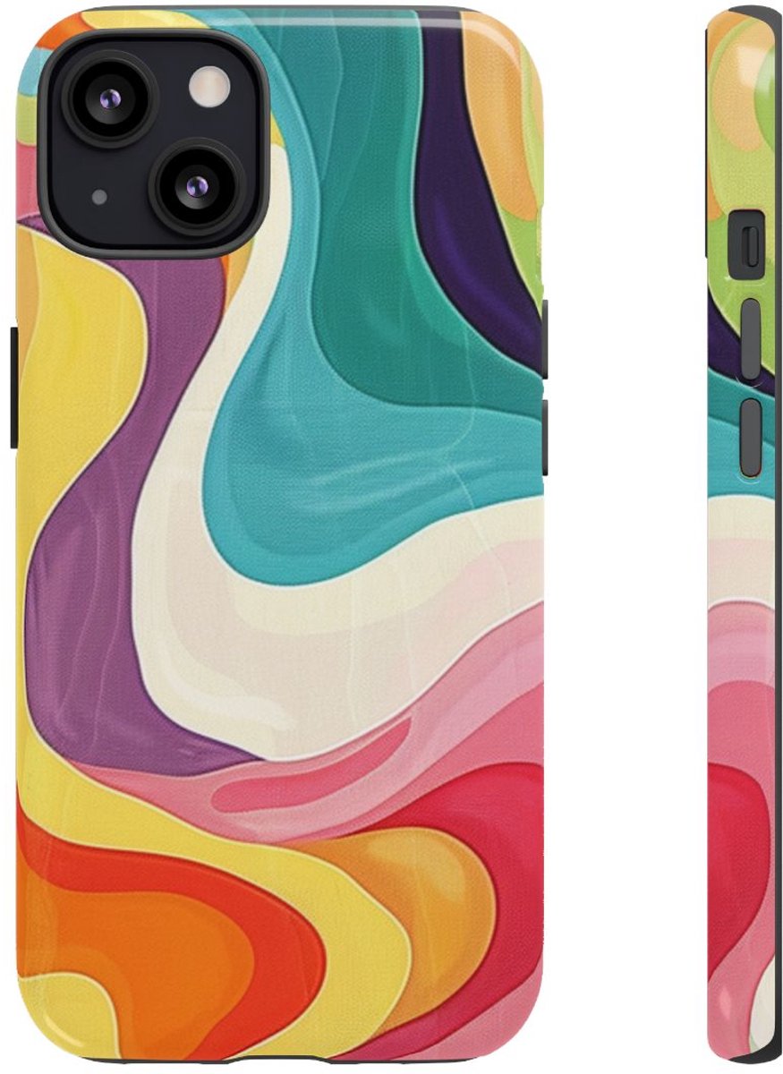Vrolijk Kleurrijk Abstract Golvenpatroon – Telefoonhoesje Geschikt voor iPhone 13