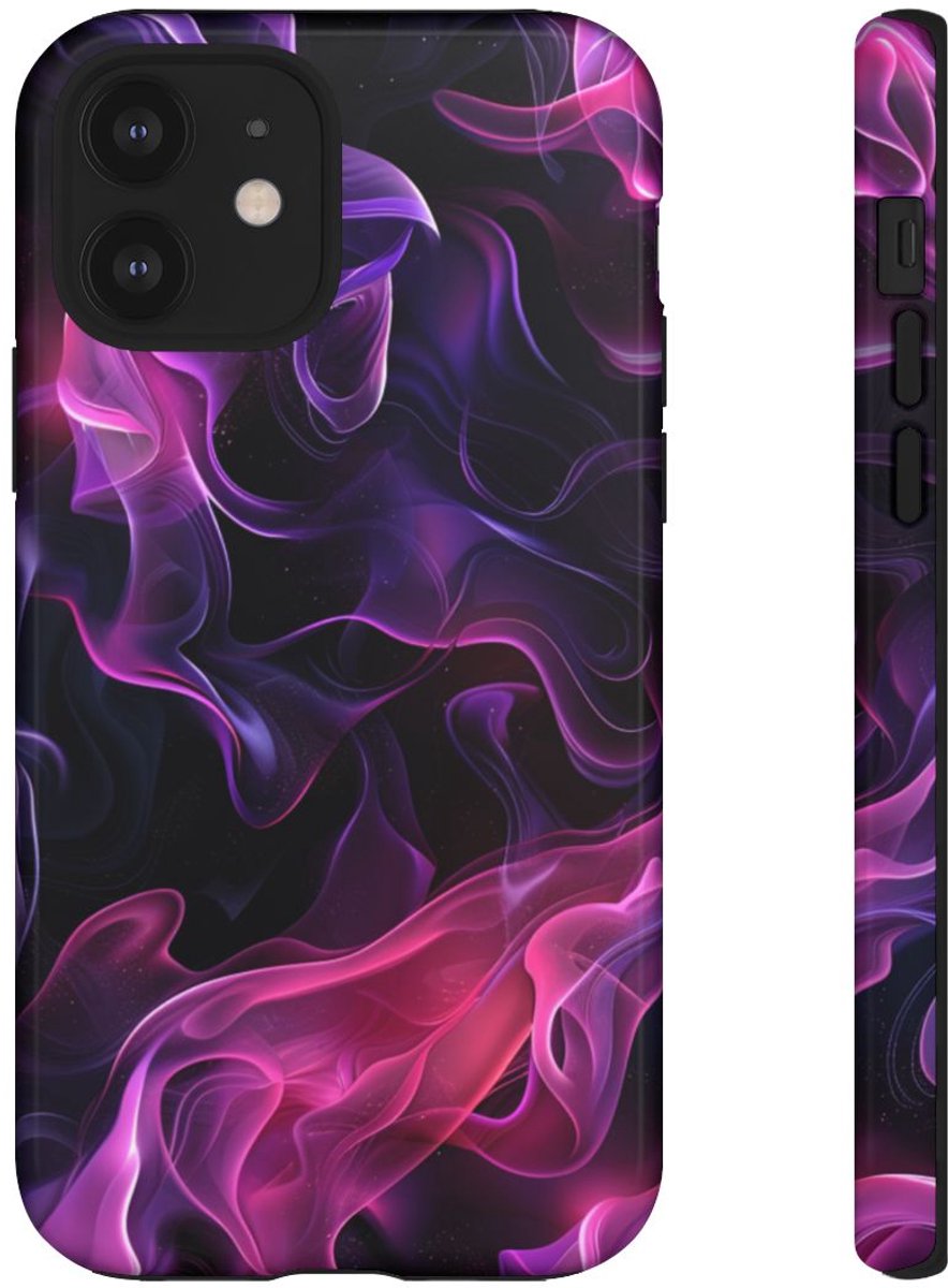 Violette en Roze Abstracte Vlammen – Telefoonhoesje Geschikt voor iPhone 12
