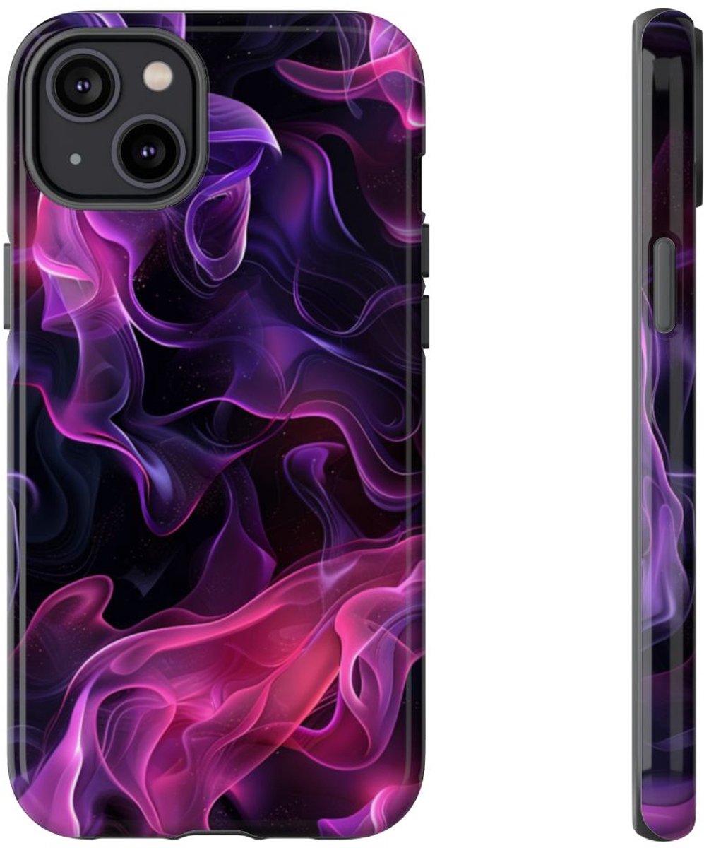 Violette en Roze Abstracte Vlammen – Telefoonhoesje Geschikt voor iPhone 14 Plus