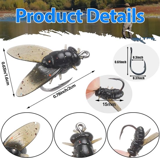 Bionic Fly Fishing Bait, Fly Fishing Lure Set Trout Jig Swimbait Dry Fly Fishing Lure Fish Attractor Fly Fishing Hook Geschikt voor zoutwater zoetwater baars panfish 15mm van Bionic — afbeelding 4