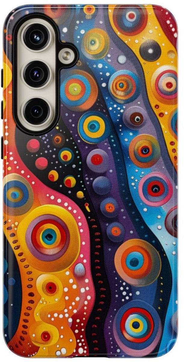 Kleurrijk Abstract Cirkelpatroon – Telefoonhoesje Geschikt voor Samsung Galaxy S24 Plus