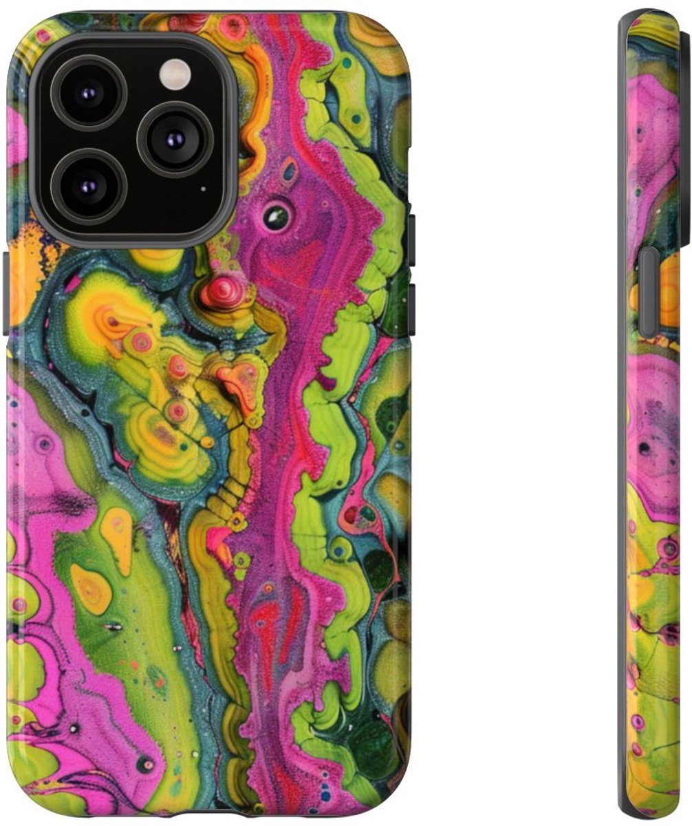 Kleurrijke Abstracte Organische Patronen – Telefoonhoesje Geschikt voor iPhone 14 Pro Max