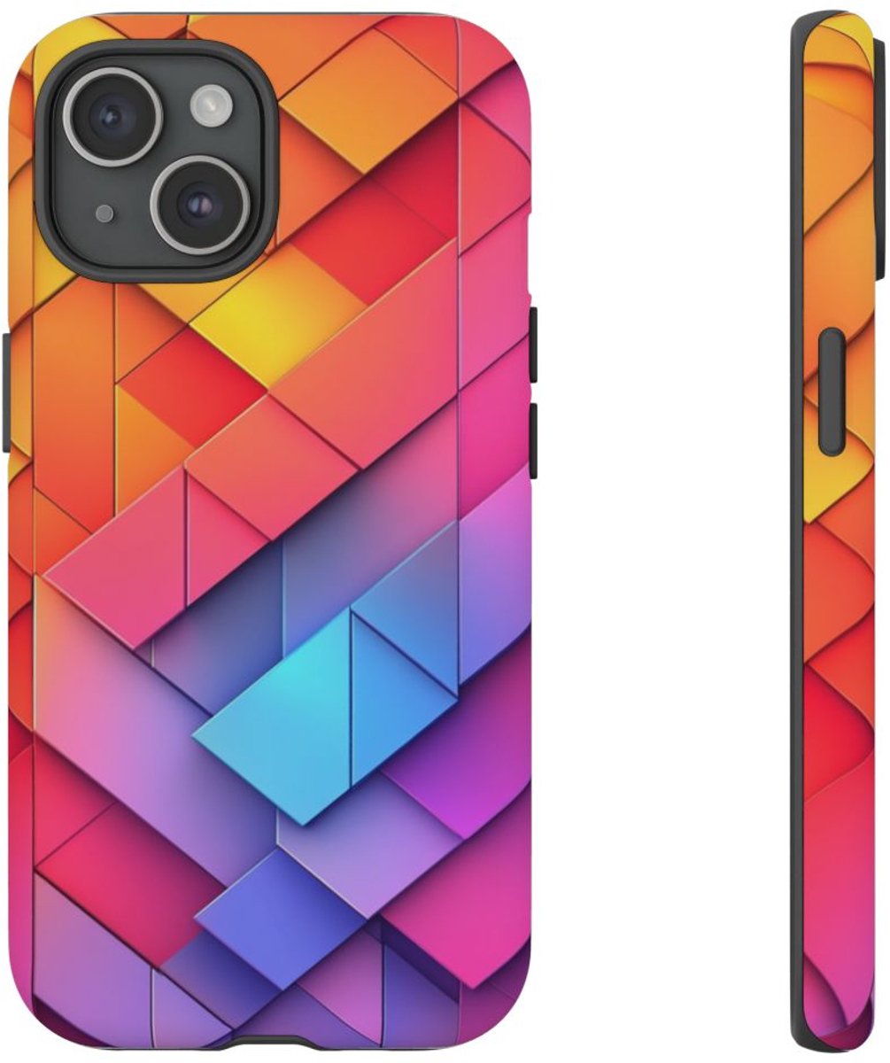 Kleurrijk Geometrisch Patroon – Telefoonhoesje Geschikt voor iPhone 15