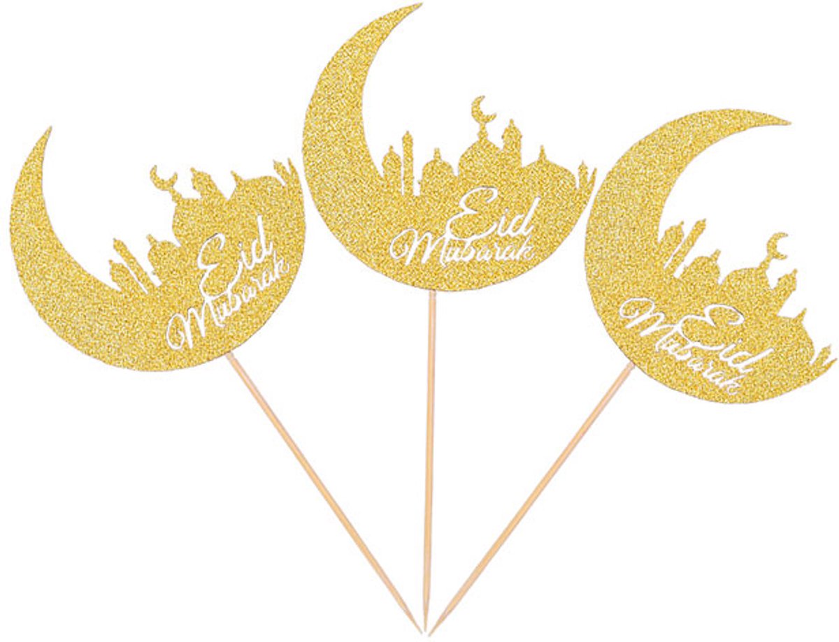 Prikkers Maan Eid Mubarak - Goud - 12 stuks