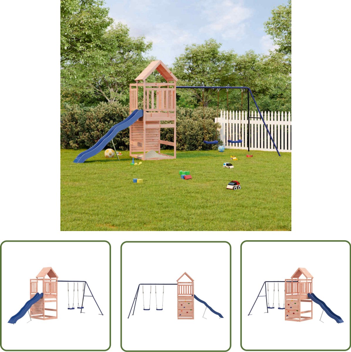 vidaXL Hout - Speelhuis - Speelhuis massief douglashout - Douglas - Kinder Speelgoed - Outdoor Speeltoestellen
