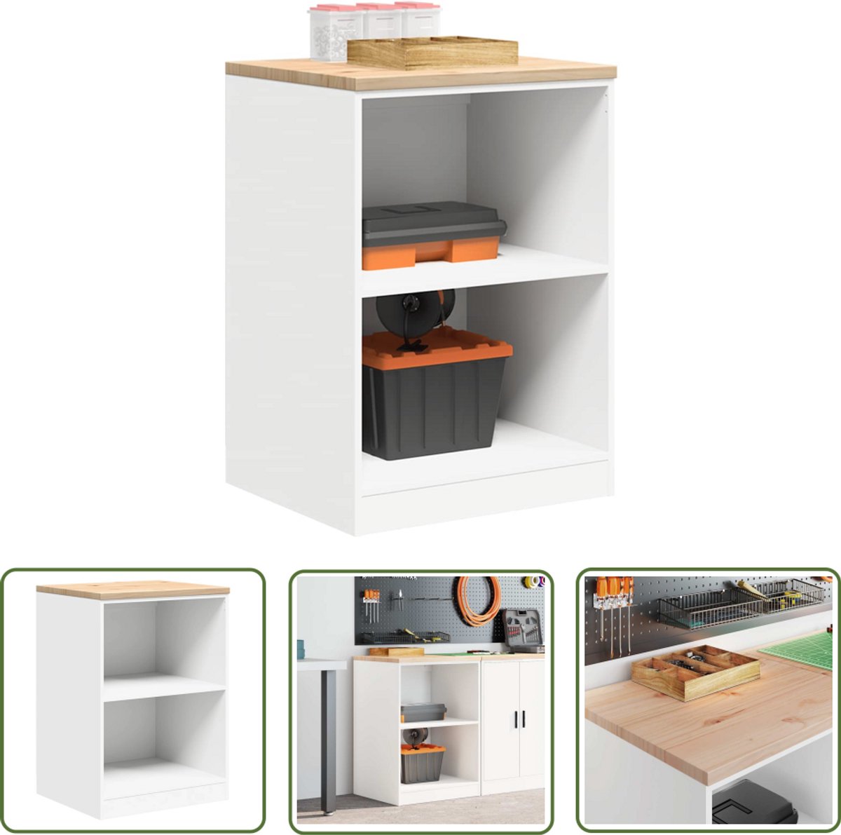 Garagekast 40x51x85 cm massief grenenhout wit