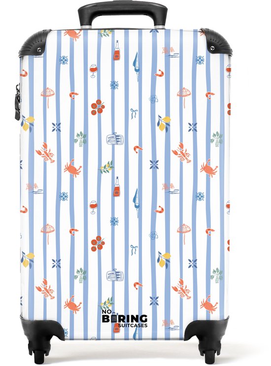 NoBoringSuitcases.com - Valise - Imprimé vacances rayé coloré - Dimensions : 55 x 40 x 20 cm et 55 x 35 x 25 cm - Valise à roulettes pour adultes - Valise de voyage à roulettes - Valise à roulettes légère