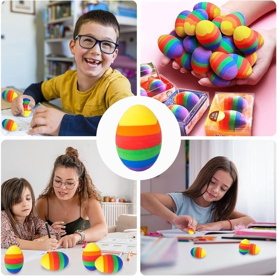 2 stuks gum voor Pasen, gum voor kinderen, kleurrijke zachte 2B gum paasei, cadeau voor kinderen, verjaardagsfeest, geschikt voor school, schilderijen, kunst
