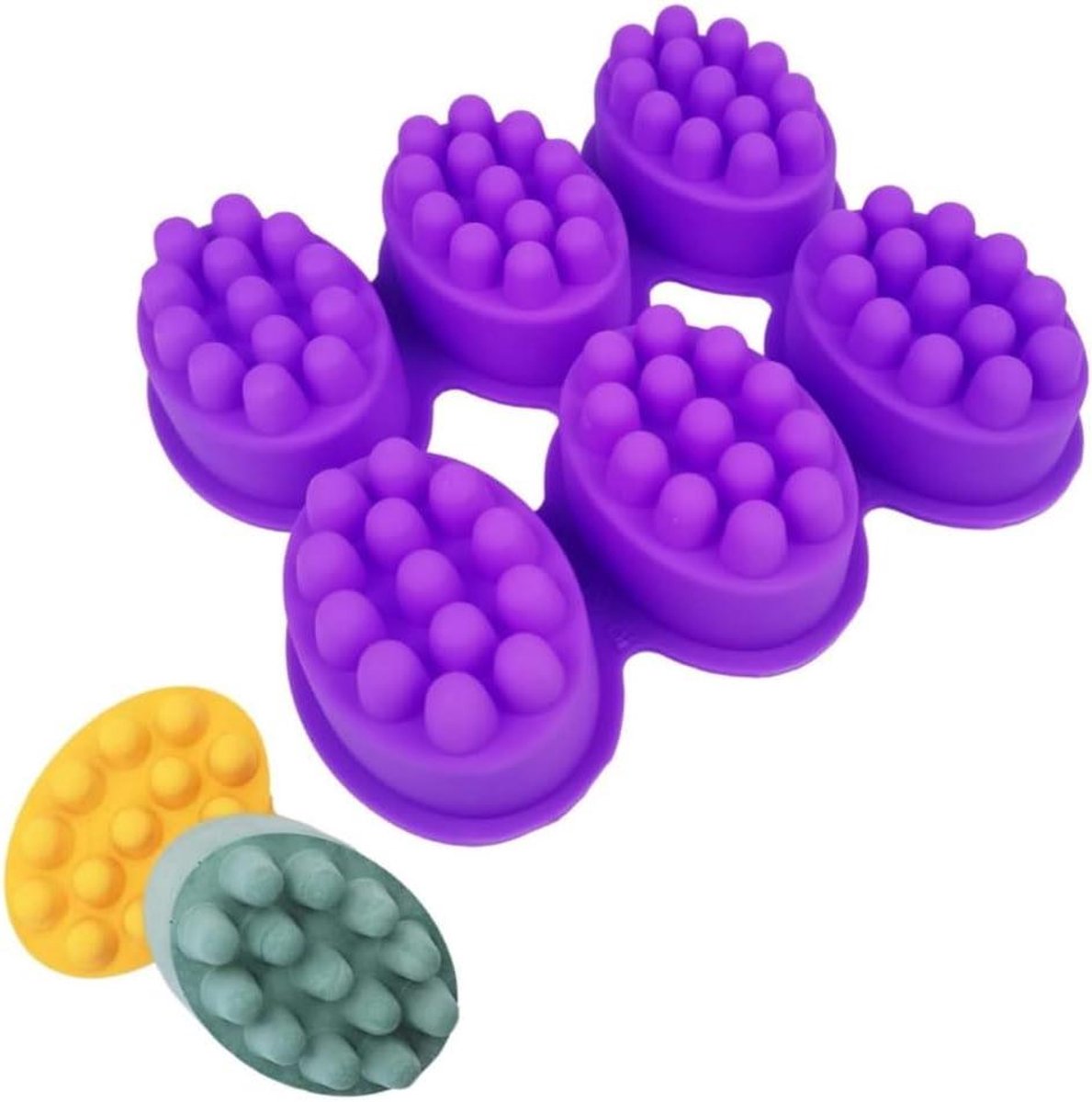 ByShane - Massage zeepvorm siliconen vorm met 6 gaten voor zeep, kaarsen, brood en chocolade