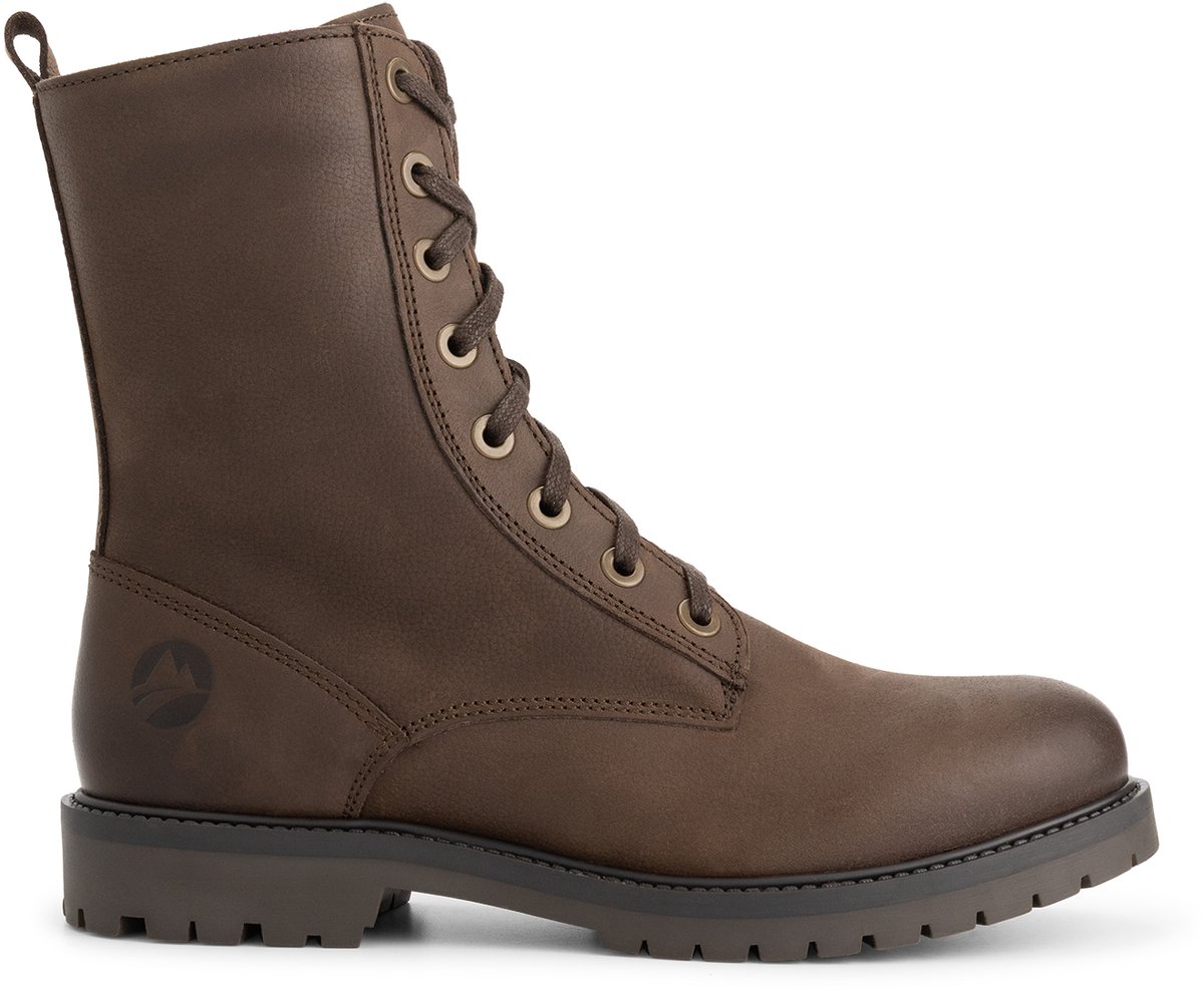 Travelin’ Bossvika Dames Veterboots met rits Nubuck Donkerbruin