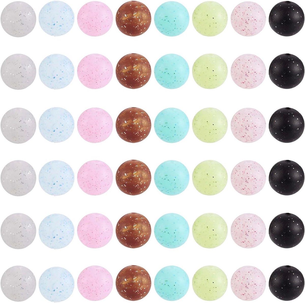 Smoakez - 80 stuks siliconen kralen met glitterpoeder voor armband en sleutelhanger maken