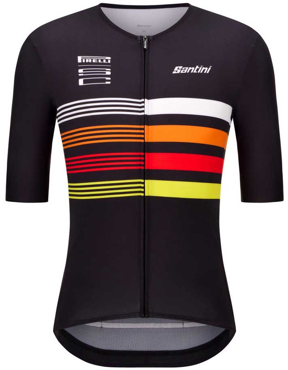Santini Pirelli Tape Korte Mouw Wielertrui Zwart XL