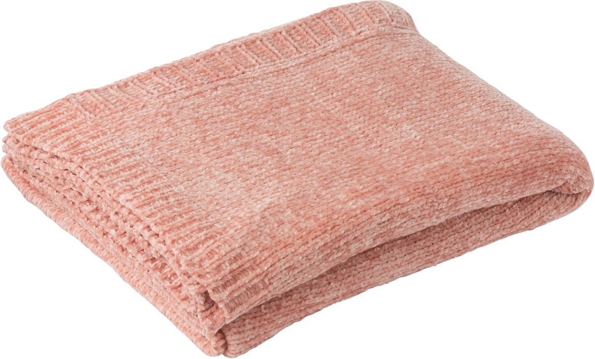 J-Line deken Chenille - polyester - roze
