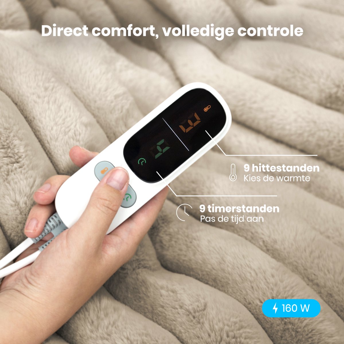 Afbeelding 3 van Auronic Elektrische Deken - 160 x 120cm - 1 Persoons