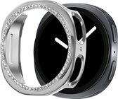 Bandz PC hard case hoesje met diamantjes - geschikt voor Samsung Galaxy Watch 8 - 40mm - beschermhoes van hard plastic - semi cover (zilver)