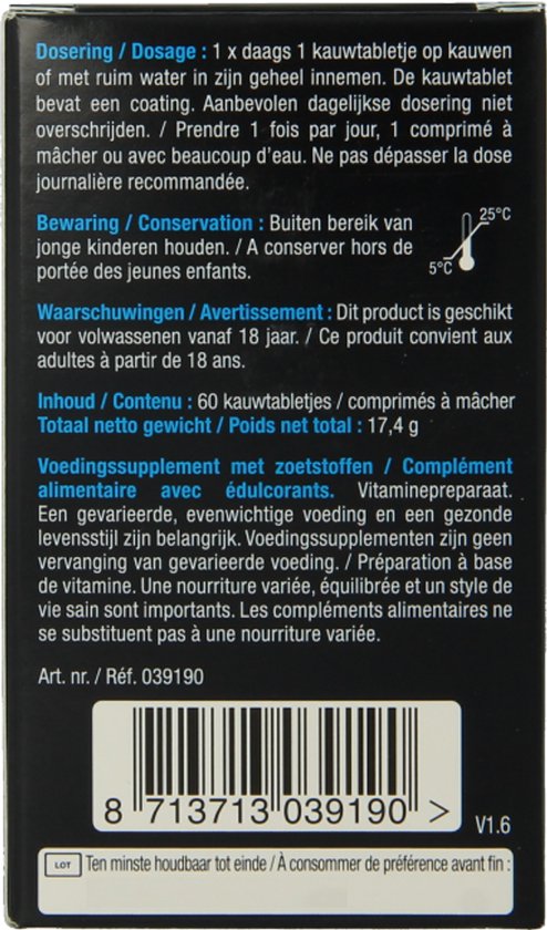 Lucovitaal Vitamine B12 1000 micogram Voedingssupplement - 60 kauwtabletten - Kersensmaak