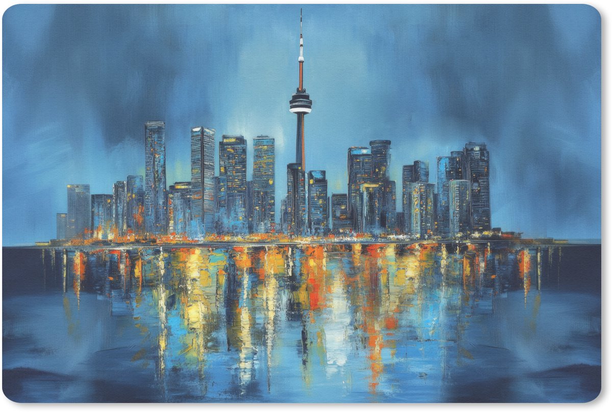 Muismat 27x18 cm - Mousepad Skyline Toronto - Water - Stadslichten - Toren - Muismatten