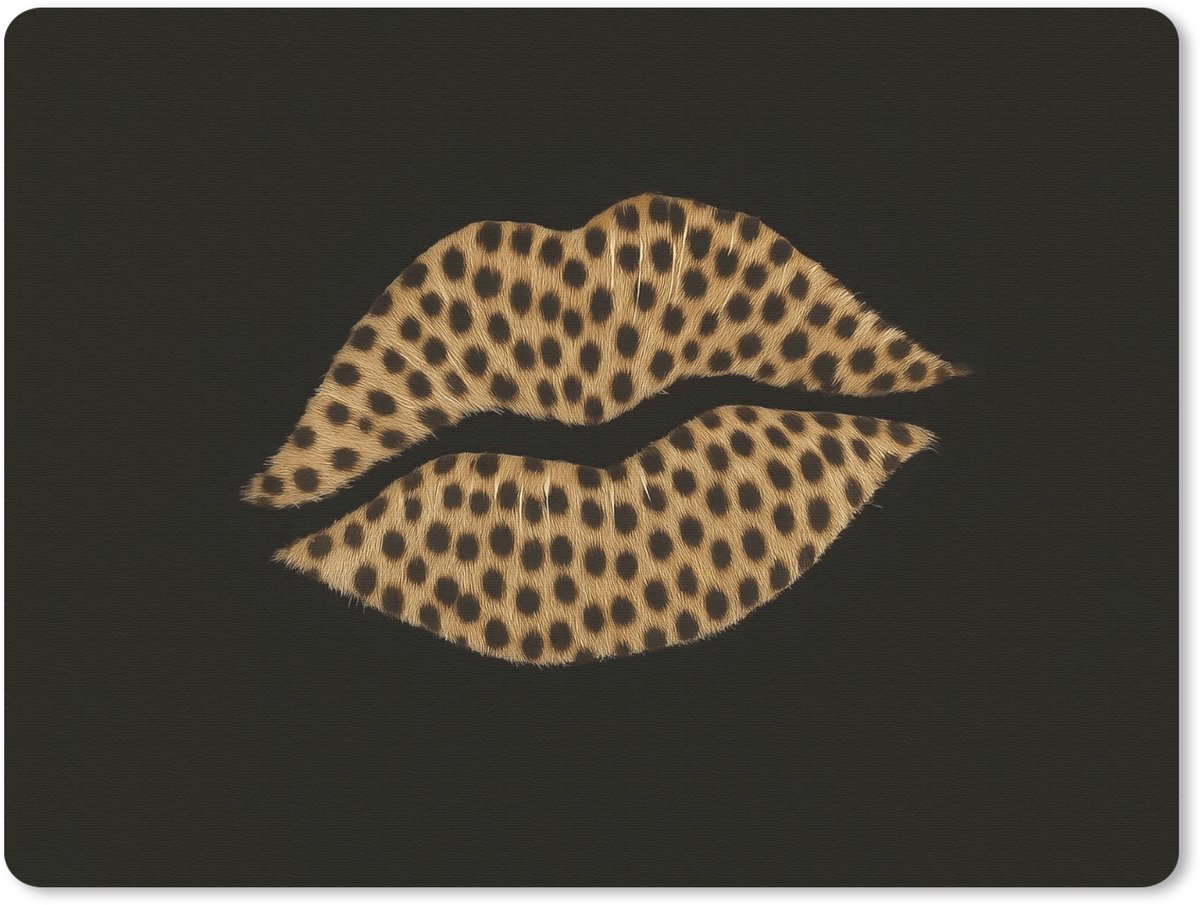 Muismat 23x19 cm - Mousepad lip - Zwart - Panterprint - Muismatten