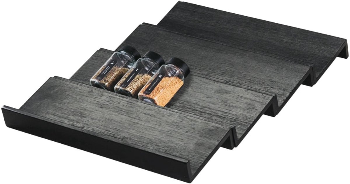 So Clever Bamboe Kruidenrek voor Lade - Zwart - Duurzaam | Anti-slip